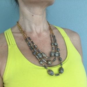 Long Brown & Black & White Necklace